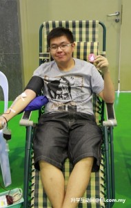 Student donating blood during the drive.