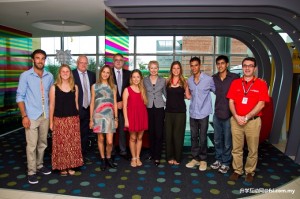 Prof Jeanette Hacket (7th left), Prof Mienczakowski (3rd left) and others with the Curtin Bentley students.